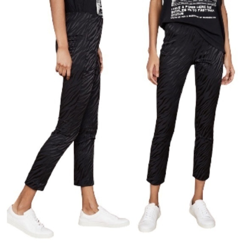 rag & bone Black Simone Cropped Jacquard Zebra Print Pants 0 - Picture 2 of 14